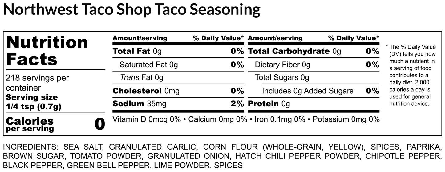 Northwest Taco Shop Taco Seasoning (5.0 OZ)